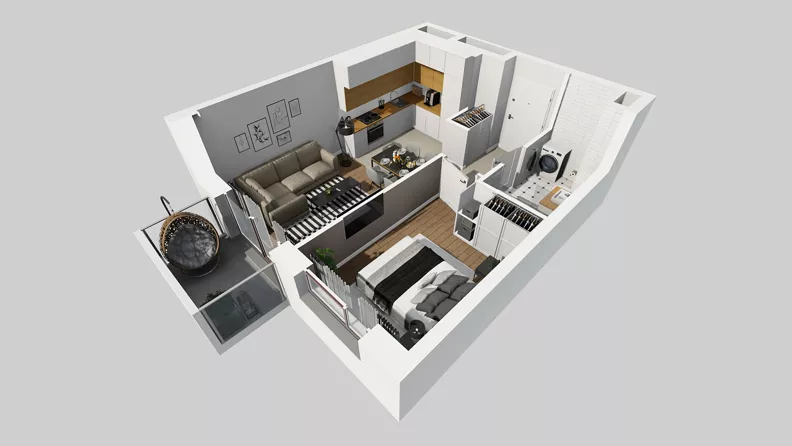 2 pokoje, mieszkanie 36,34 m², piętro 3, oferta nr A/42, Międzyleska 4, Wrocław, Tarnogaj, Krzyki, ul. Międzyleska