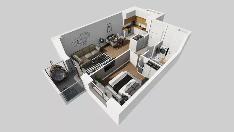 2 pokoje, mieszkanie 41,49 m², piętro 3, oferta nr A/43, Międzyleska 4, Wrocław, Tarnogaj, Krzyki, ul. Międzyleska