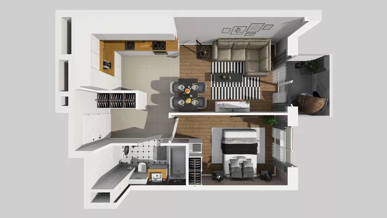 2 pokoje, mieszkanie 40,61 m², piętro 3, oferta nr A/44, Międzyleska 4, Wrocław, Tarnogaj, Krzyki, ul. Międzyleska