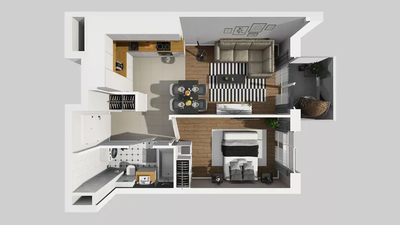 2 pokoje, mieszkanie 39,77 m², piętro 3, oferta nr A/45, Międzyleska 4, Wrocław, Tarnogaj, Krzyki, ul. Międzyleska