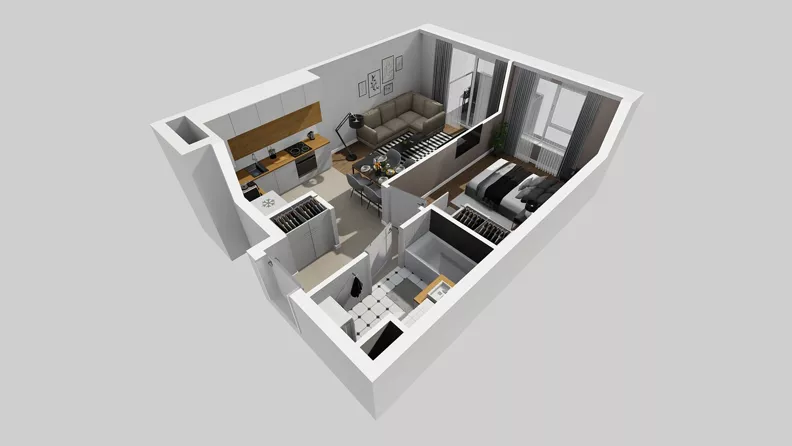 2 pokoje, mieszkanie 39,77 m², piętro 3, oferta nr A/45, Międzyleska 4, Wrocław, Tarnogaj, Krzyki, ul. Międzyleska