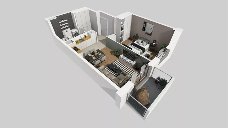 2 pokoje, mieszkanie 42,91 m², piętro 3, oferta nr A/93, Międzyleska 4, Wrocław, Tarnogaj, Krzyki, ul. Międzyleska