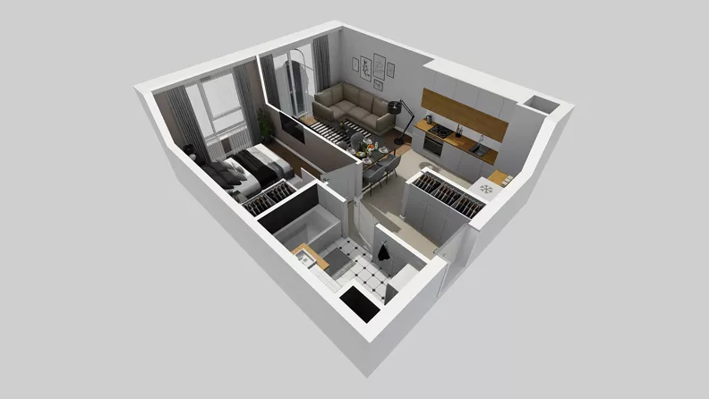 2 pokoje, mieszkanie 37,22 m², piętro 4, oferta nr A/48, Międzyleska 4, Wrocław, Tarnogaj, Krzyki, ul. Międzyleska