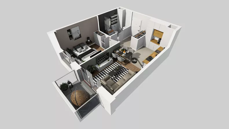 2 pokoje, mieszkanie 37,35 m², piętro 4, oferta nr A/98, Międzyleska 4, Wrocław, Tarnogaj, Krzyki, ul. Międzyleska