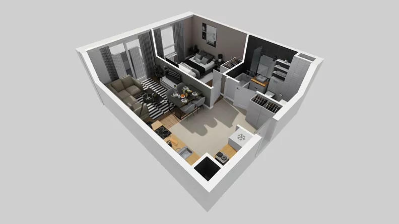 2 pokoje, mieszkanie 37,36 m², piętro 4, oferta nr A/99, Międzyleska 4, Wrocław, Tarnogaj, Krzyki, ul. Międzyleska