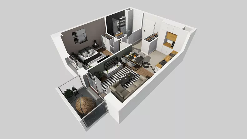 2 pokoje, mieszkanie 37,23 m², piętro 4, oferta nr A/100, Międzyleska 4, Wrocław, Tarnogaj, Krzyki, ul. Międzyleska