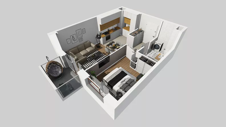 2 pokoje, mieszkanie 37,22 m², piętro 5, oferta nr A/55, Międzyleska 4, Wrocław, Tarnogaj, Krzyki, ul. Międzyleska