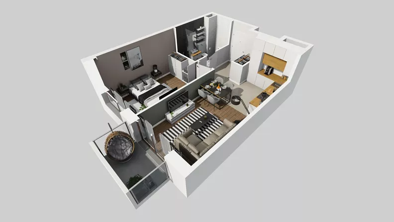 2 pokoje, mieszkanie 39,77 m², piętro 5, oferta nr A/59, Międzyleska 4, Wrocław, Tarnogaj, Krzyki, ul. Międzyleska