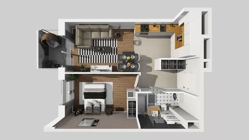 2 pokoje, mieszkanie 41,41 m², piętro 5, oferta nr A/105, Międzyleska 4, Wrocław, Tarnogaj, Krzyki, ul. Międzyleska