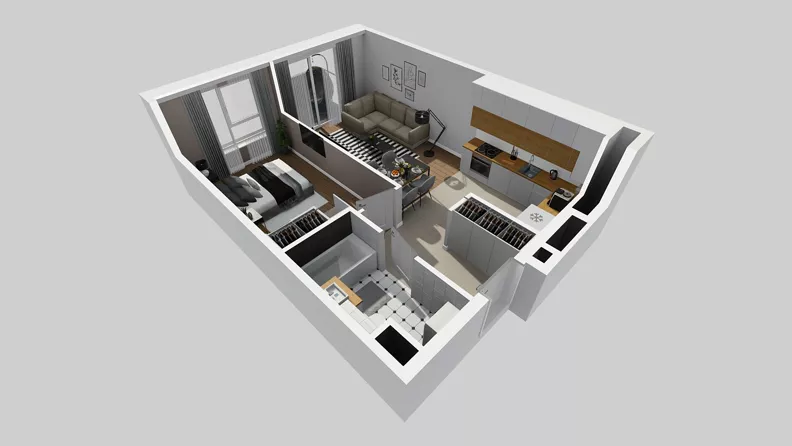 2 pokoje, mieszkanie 41,41 m², piętro 5, oferta nr A/105, Międzyleska 4, Wrocław, Tarnogaj, Krzyki, ul. Międzyleska