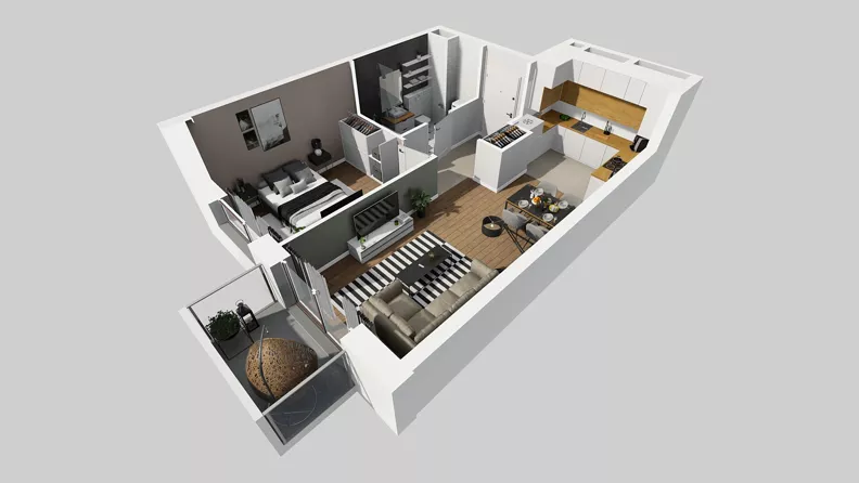 2 pokoje, mieszkanie 41,49 m², piętro 5, oferta nr A/106, Międzyleska 4, Wrocław, Tarnogaj, Krzyki, ul. Międzyleska