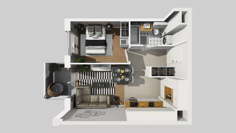 2 pokoje, mieszkanie 37,35 m², piętro 5, oferta nr A/107, Międzyleska 4, Wrocław, Tarnogaj, Krzyki, ul. Międzyleska