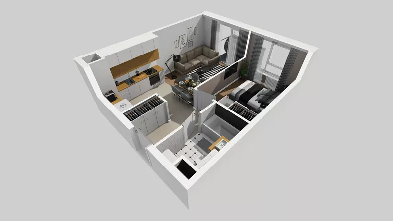 2 pokoje, mieszkanie 37,35 m², piętro 5, oferta nr A/107, Międzyleska 4, Wrocław, Tarnogaj, Krzyki, ul. Międzyleska