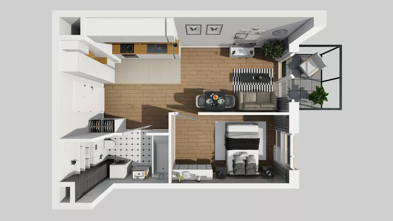 2 pokoje, mieszkanie 40,41 m², piętro 2, oferta nr B/14, Osiedle Urbino 4, Warszawa, Włochy, Raków, ul. Szybka