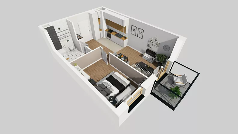 2 pokoje, mieszkanie 40,41 m², piętro 2, oferta nr B/14, Osiedle Urbino 4, Warszawa, Włochy, Raków, ul. Szybka