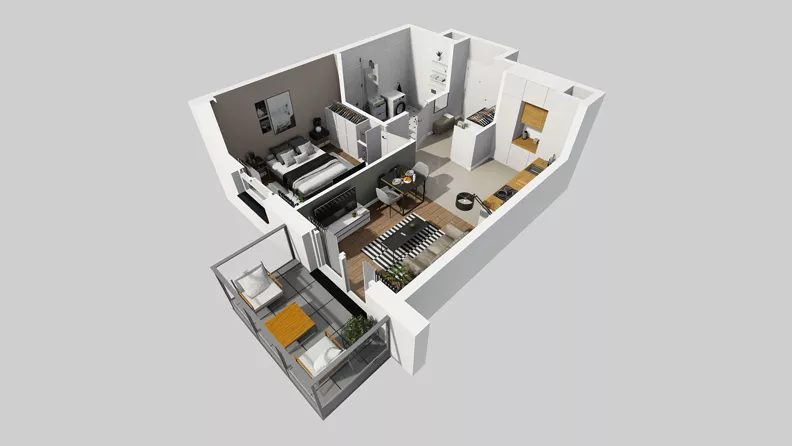 2 pokoje, mieszkanie 39,98 m², piętro 1, oferta nr E/5, Osiedle Urbino 4.3, Warszawa, Włochy, Raków, ul. Szybka