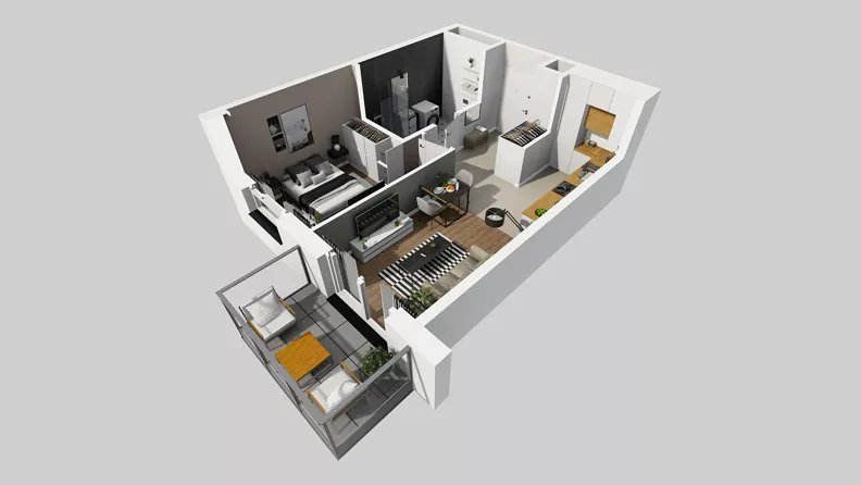 2 pokoje, mieszkanie 39,63 m², piętro 3, oferta nr E/14, Osiedle Urbino 4.3, Warszawa, Włochy, Raków, ul. Szybka