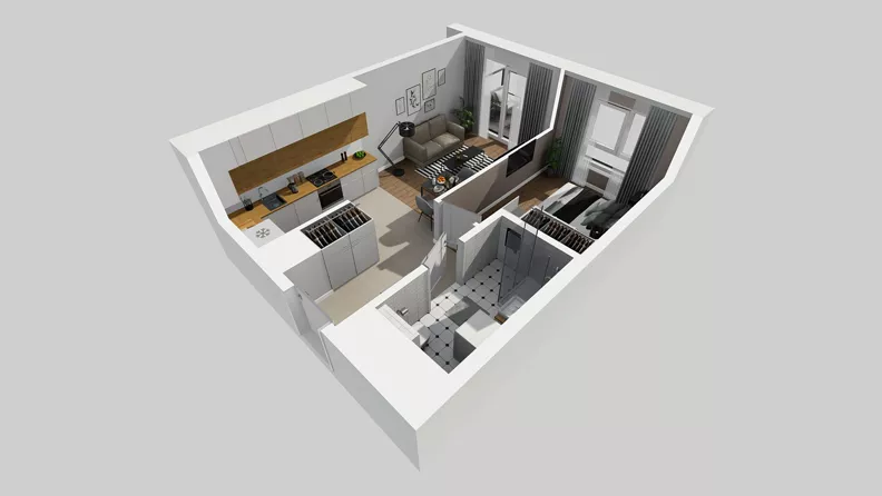 2 pokoje, mieszkanie 39,63 m², piętro 3, oferta nr E/14, Osiedle Urbino 4.3, Warszawa, Włochy, Raków, ul. Szybka