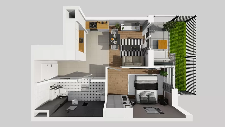 2 pokoje, mieszkanie 41,85 m², parter, oferta nr E/29, Osiedle Urbino 4.3, Warszawa, Włochy, Raków, ul. Szybka