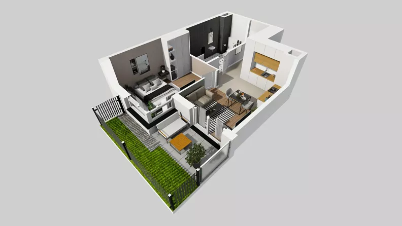 2 pokoje, mieszkanie 41,85 m², parter, oferta nr E/29, Osiedle Urbino 4.3, Warszawa, Włochy, Raków, ul. Szybka