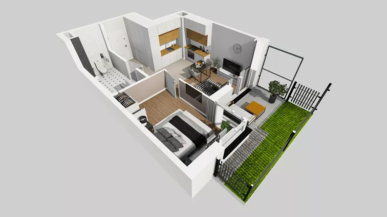 2 pokoje, mieszkanie 41,85 m², parter, oferta nr E/29, Osiedle Urbino 4.3, Warszawa, Włochy, Raków, ul. Szybka