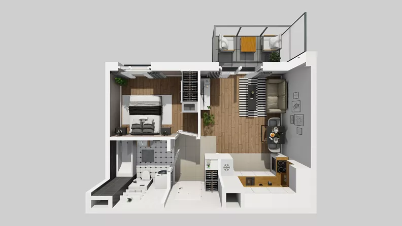 2 pokoje, mieszkanie 38,58 m², piętro 2, oferta nr E/43, Osiedle Urbino 4.3, Warszawa, Włochy, Raków, ul. Szybka