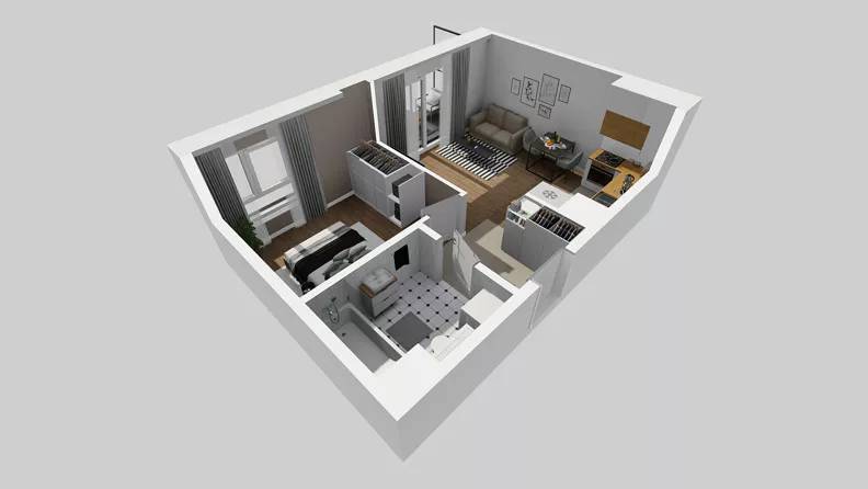 2 pokoje, mieszkanie 38,58 m², piętro 2, oferta nr E/43, Osiedle Urbino 4.3, Warszawa, Włochy, Raków, ul. Szybka