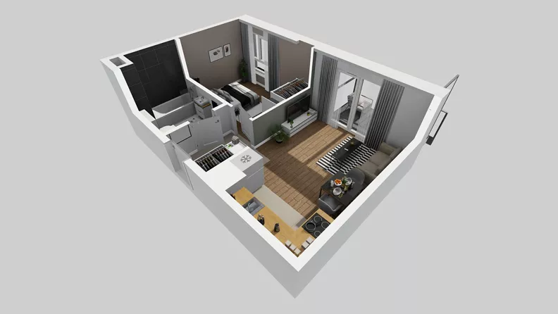 2 pokoje, mieszkanie 38,58 m², piętro 2, oferta nr E/43, Osiedle Urbino 4.3, Warszawa, Włochy, Raków, ul. Szybka