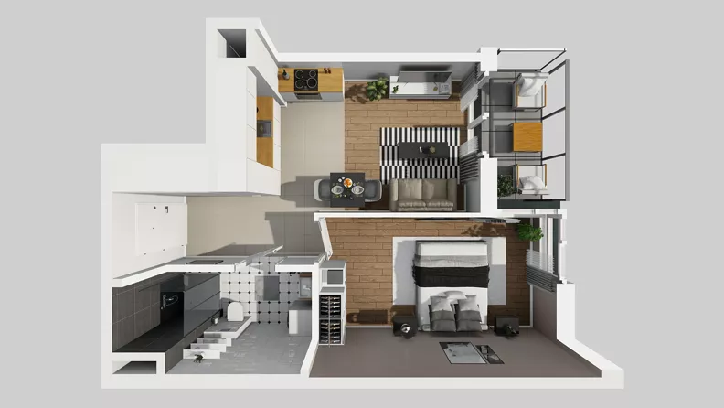 2 pokoje, mieszkanie 41,89 m², piętro 3, oferta nr E/49, Osiedle Urbino 4.3, Warszawa, Włochy, Raków, ul. Szybka