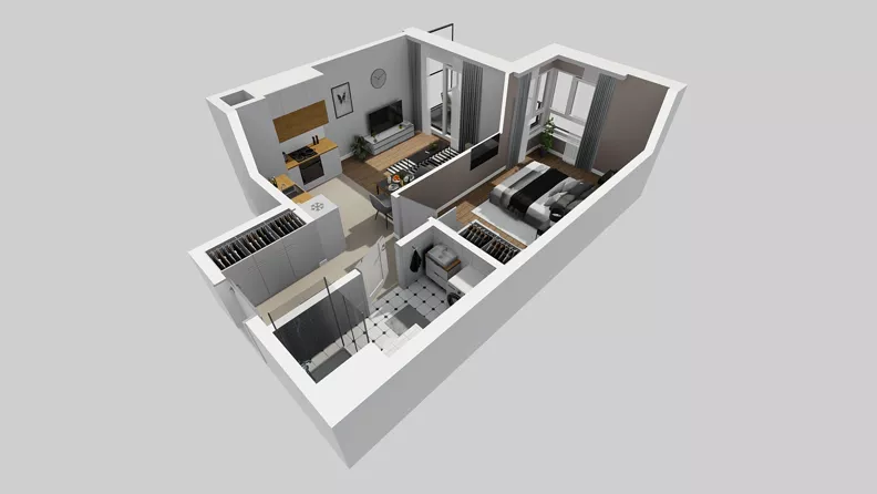 2 pokoje, mieszkanie 41,89 m², piętro 3, oferta nr E/49, Osiedle Urbino 4.3, Warszawa, Włochy, Raków, ul. Szybka