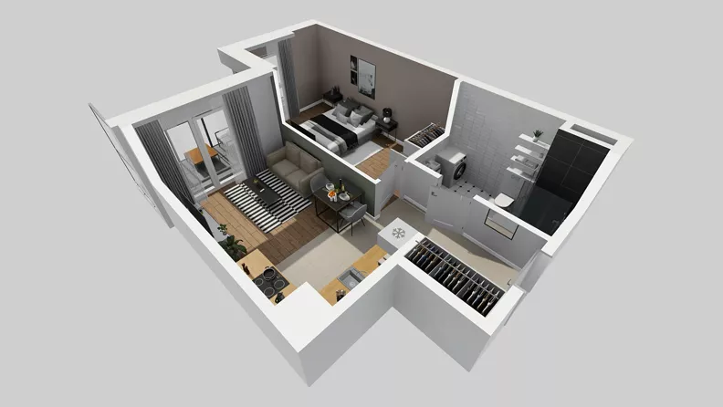 2 pokoje, mieszkanie 41,89 m², piętro 3, oferta nr E/49, Osiedle Urbino 4.3, Warszawa, Włochy, Raków, ul. Szybka