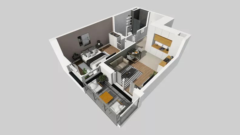 2 pokoje, mieszkanie 41,89 m², piętro 3, oferta nr E/49, Osiedle Urbino 4.3, Warszawa, Włochy, Raków, ul. Szybka
