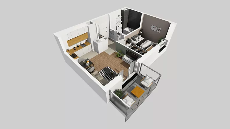 2 pokoje, mieszkanie 38,58 m², piętro 5, oferta nr E/64, Osiedle Urbino 4.3, Warszawa, Włochy, Raków, ul. Szybka
