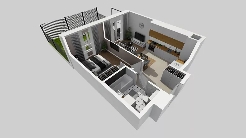 2 pokoje, mieszkanie 39,68 m², parter, oferta nr F/2, Osiedle Urbino 4.3, Warszawa, Włochy, Raków, ul. Szybka