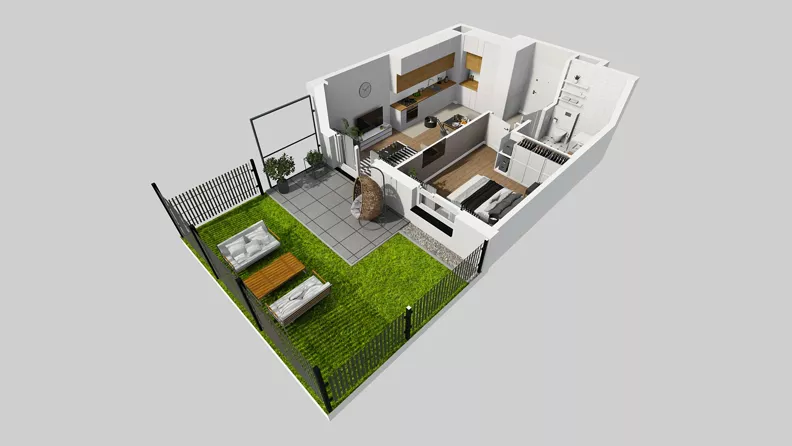 2 pokoje, mieszkanie 39,68 m², parter, oferta nr F/2, Osiedle Urbino 4.3, Warszawa, Włochy, Raków, ul. Szybka