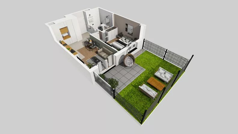 2 pokoje, mieszkanie 39,68 m², parter, oferta nr F/2, Osiedle Urbino 4.3, Warszawa, Włochy, Raków, ul. Szybka