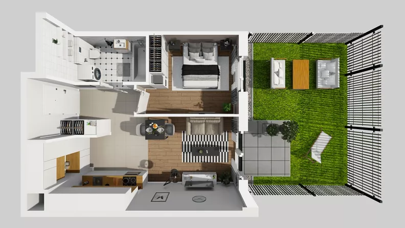 2 pokoje, mieszkanie 39,90 m², parter, oferta nr F/3, Osiedle Urbino 4.3, Warszawa, Włochy, Raków, ul. Szybka