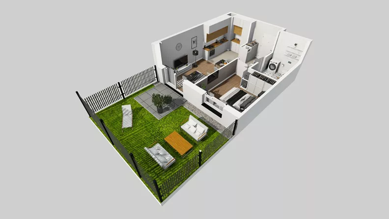 2 pokoje, mieszkanie 39,90 m², parter, oferta nr F/3, Osiedle Urbino 4.3, Warszawa, Włochy, Raków, ul. Szybka