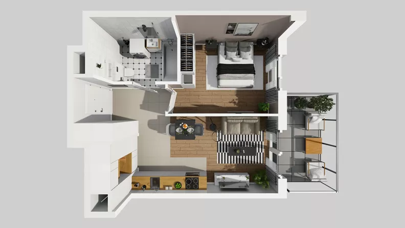 2 pokoje, mieszkanie 39,68 m², piętro 1, oferta nr F/7, Osiedle Urbino 4.3, Warszawa, Włochy, Raków, ul. Szybka