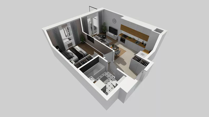 2 pokoje, mieszkanie 39,68 m², piętro 1, oferta nr F/7, Osiedle Urbino 4.3, Warszawa, Włochy, Raków, ul. Szybka
