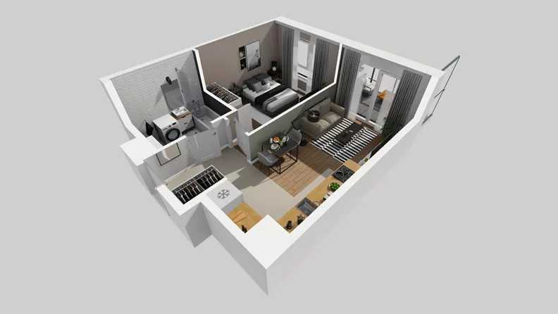 2 pokoje, mieszkanie 39,68 m², piętro 5, oferta nr F/27, Osiedle Urbino 4.3, Warszawa, Włochy, Raków, ul. Szybka