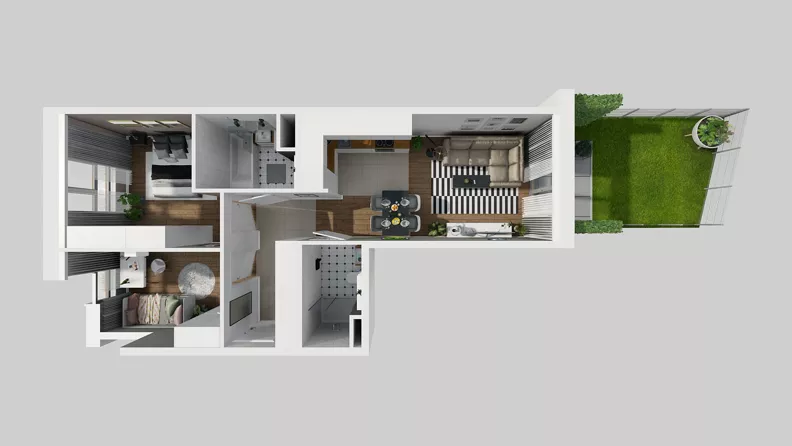 3 pokoje, mieszkanie 58,71 m², parter, oferta nr A/1, Osiedle Park Świetlików, Wrocław, Maślice, Aleja Śliwowa 21