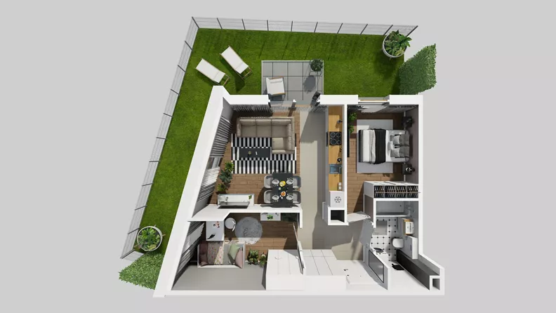 3 pokoje, mieszkanie 50,45 m², parter, oferta nr A/4, Osiedle Park Świetlików, Wrocław, Maślice, Aleja Śliwowa 21