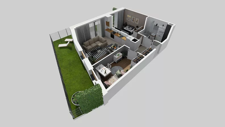 3 pokoje, mieszkanie 50,45 m², parter, oferta nr A/4, Osiedle Park Świetlików, Wrocław, Maślice, Aleja Śliwowa 21