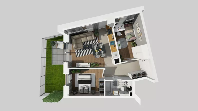 3 pokoje, mieszkanie 48,27 m², parter, oferta nr A/6, Osiedle Park Świetlików, Wrocław, Maślice, Aleja Śliwowa 21