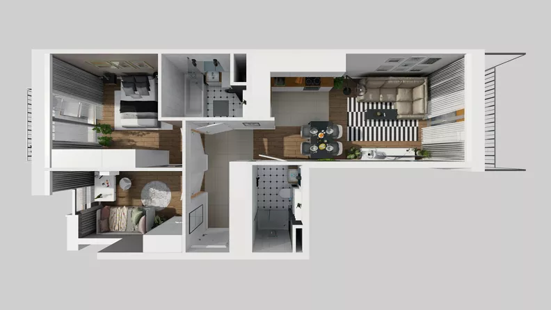 3 pokoje, mieszkanie 58,71 m², piętro 1, oferta nr A/7, Osiedle Park Świetlików, Wrocław, Maślice, Aleja Śliwowa 21