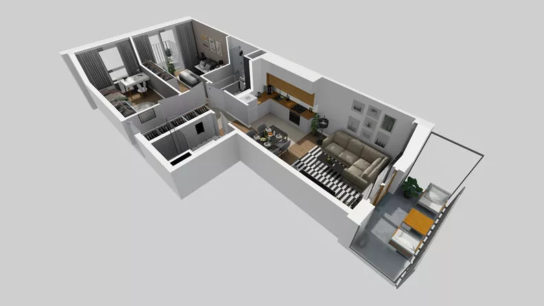 3 pokoje, mieszkanie 58,71 m², piętro 1, oferta nr A/7, Osiedle Park Świetlików, Wrocław, Maślice, Aleja Śliwowa 21