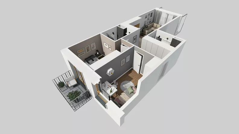 3 pokoje, mieszkanie 58,71 m², piętro 1, oferta nr A/7, Osiedle Park Świetlików, Wrocław, Maślice, Aleja Śliwowa 21
