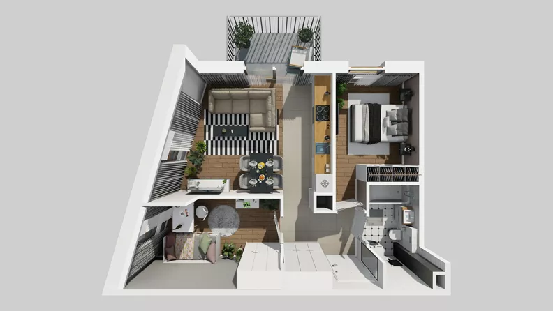3 pokoje, mieszkanie 50,45 m², piętro 2, oferta nr A/16, Osiedle Park Świetlików, Wrocław, Maślice, Aleja Śliwowa 21