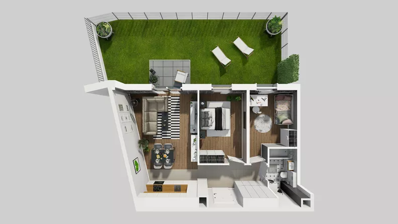 3 pokoje, mieszkanie 56,67 m², parter, oferta nr A/33, Osiedle Park Świetlików, Wrocław, Maślice, Aleja Śliwowa 21